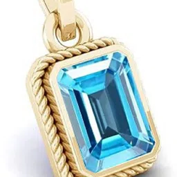 jemskart 9.25 Ratti Natural Blue Topez Plated Pendant Locket for Men and Women Gold-plated Topaz Brass Pendant-picture-28