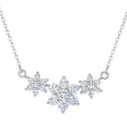 Zarkan 925 Hallmark Silver Spring Flower Necklace Rhodium Cubic Zirconia Sterling Silver Pendant-picture-12