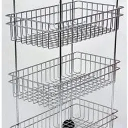 dreamcreation Dish Drainer Kitchen Rack 4 Layer Onion Potato Stand for Kitchen Fruit Vegetable Stand Storage Trolley Dish Drainer Kitchen Rack (Steel) Steel image 2