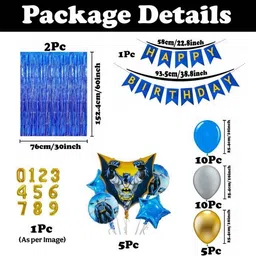 groovywings Batman 8th Birthday Kit – Balloons, Banner, Backdrop – Blue image 2