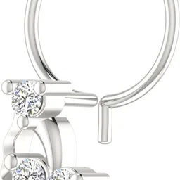 avsar Kimaya 14kt Cubic Zirconia White Gold Nose Wire image 2