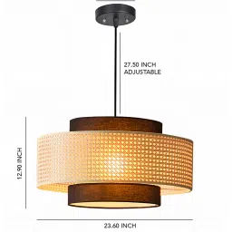 habereindia Drum Handmade Bamboo Pendant Hanging Light (Brown) image 3