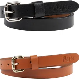flyer Women Casual, Formal, Evening, Party Black, Tan Genuine Leather Belt-picture-13