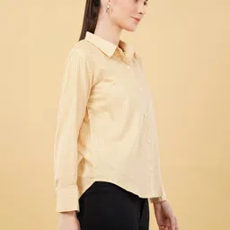 swaggish Women Regular Fit Striped Spread Collar Casual Shirt image 4