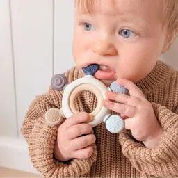 printora Silicon Baby Teether & Wooden Baby 3+ Months | BPA Free Soft Teething Teether image 2