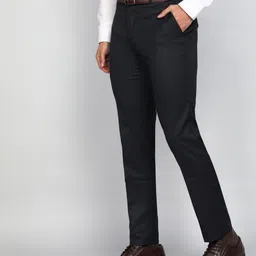 raymond Men Slim Fit Dark Blue Polyester Trousers image 3