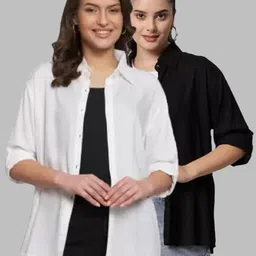 Women Oversized Fit Solid Casual Shirt-image-73