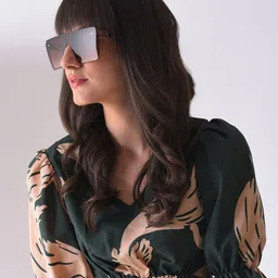 HAUTE SAUCE by Campus Sutra Women Black Lens & Brown Oversized Sunglasses with UV Protected Lens image 3