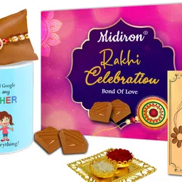 midiron Rakhi Gift for Brother | Rakhi for Bhai |Rakhi with sweets for brother-IZ2263-62 Ceramic, Paper Gift Box-picture-11