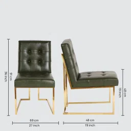 expressionist by mohanbir Eta Fabric Dining Chair In Midnight Green Colour image 2