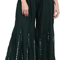 emmy word Women Flared Dark Green Viscose Rayon Trousers-picture-15