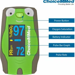 ChoiceMMed Fingertip Pulse Oximeter (Pediatric) MD300C53 - Pack of 1 (Green) Pulse Oximeter image 2