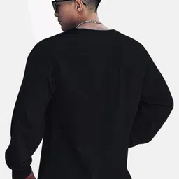 chkokko Men Solid Round Neck Polycotton Black T-Shirt image 2