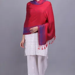 axolotl Printed Viscose Women Red, Blue Stole image 3