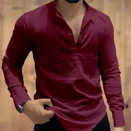 combraided Men Regular Fit Self Design Cut Away Collar Casual Shirt image 4