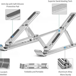 QueryZen laptop stand with adjustable folding Laptop Stand, Portable Laptop Mount, Adjustable Holder Riser Aluminium Desk Stand Rotatable Laptop Stand with Adjustable Height Compatible with Universal Laptops image 3