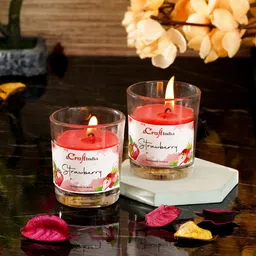 ecraftindia Pack of 2 Glass Candle - Strawberry Candle-picture-13