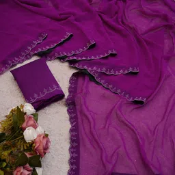 Solid/Plain, Embroidered Banarasi Georgette Saree-image-74