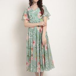 rare Women Fit and Flare Green Midi/Calf Length Dress-picture-31