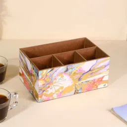 the home co. Multicolour Mdf Wood Rectangle 1 Pcs Cutlery Holder image 1
