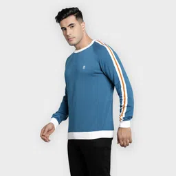 red tape Men Solid Round Neck Blue Sweater image 2