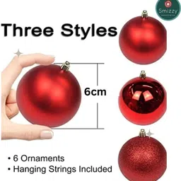 vital creation Plastic Christmas Big Ball Ornaments with 3 Different Tree Balls T21-XMAS Balls Pack of 6 image 3