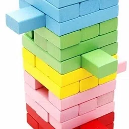 avyukt wooded Block, Tumbling Tower Toys with Dices Toppling Tower - Colored Stacking Timbers Tower Game Board Games Dominoes Blocks for Children image 4