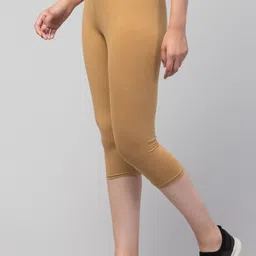 ckarfe Cakrfe Women Cotton Lycra Capri Women Beige Capri-picture-10