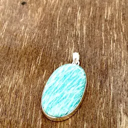 lokethouse Best handmade raksha bandhan gift 925 sterling original oval amezonite pendant Sterling Silver Pendant image 4