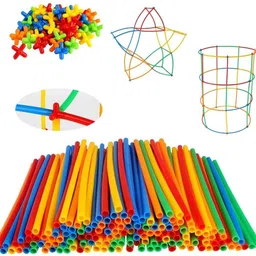 gotrimaworld Straw Stick Building Set for Kids,Colorful Construction Kit with Learning Toy Model Building Kit image 1