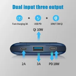 vaku luxos Vaku Rapid OS 10000 mAh 15W Fast Charging Power Bank (1 Micro USB Type B, 1 Type C & 2 Type A Ports, Wireless Charging, Blue) image 4