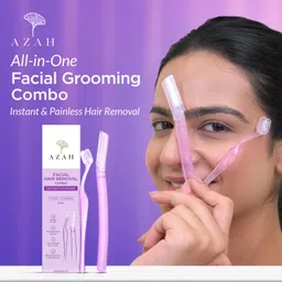azah Face & Eyebrow Razor Combo For Women | Cut-Free & Painless Facial Hair Removal, Women image 2