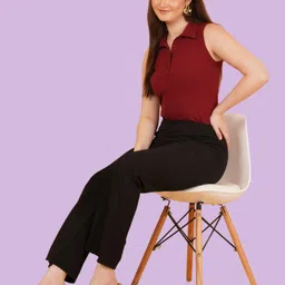 mast & harbour Women Regular Fit Black Polyester Trousers image 5