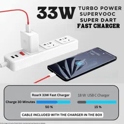 RoarX 33 W SuperVOOC 6 A Wall Charger for Mobile with Detachable Cable image 3