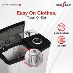 kenstar 6.5 Kg Swift Dry Lid Semi Automatic Top Load White, Grey image 4