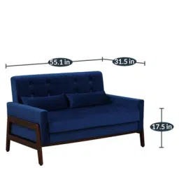 woodsworth from pepperfry Rochelle Fabric 2 Seater Sofa In Dark Blue Colour Scratch Resistant Finish image 2