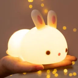 prravish Lying Flat Rabbit Night Light | Soft Silicone Nursery LED Light Night Lamp-picture-22