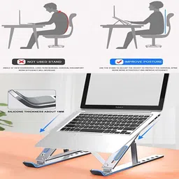 FALMAGU ALUMINIUM LAPTOP STAND Floor -Desktop Laptop Stand_192 Aluminium Floor and Desk Stand Laptop Stand with Adjustable Height Compatible with Universal Laptops image 2