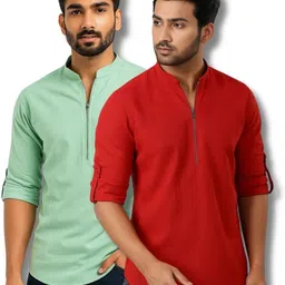 mahiran Pack of 2 Men Solid Pure Cotton Straight Kurta-picture-15