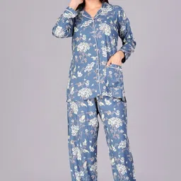 ctmtex Women Shirt & Pyjama set Blue Printed-picture-45