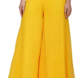 first arrival Women Flared Yellow Georgette Trousers-picture-21
