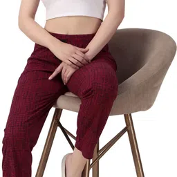 gaa Pack of 2 Women Printed Maroon, Grey Track Pants image 4
