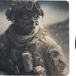 ARTOLIC Soldier camouflage uniform stands snowy landscape Mouse Pad for Office Non Slip Base Mousepad image 1