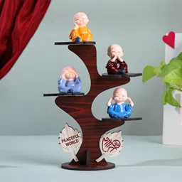 Set of 4 Buddha Monk Figurines With Stand For Home & Office Decor Decorative Showpiece-20 cm-image-15