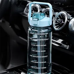 greendark Motivational Time Marker Water Bottle with Straw & Lock Lid 1000 ml Water Bottle image 5
