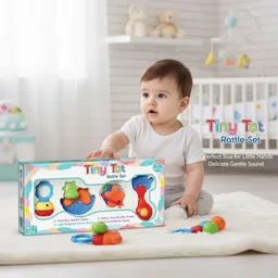 sarasi Tiny Tot Baby Rattle Set, 4pcs Lightweight & Safe Infant Playset for Babies Rattle-picture-12