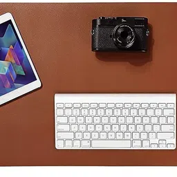 SPIRITUAL HOUSE Waterproof Gaming Mouse Pad, Vegan PU Leather Table Mat 80*40 Brown Non Slip Base Dual Sided Mousepad image 2