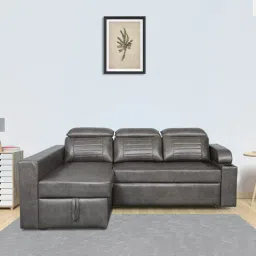 casacraft from pepperfry Tivoli RHS Fabric Pull-Out Sofa Cum Bed in Textured Grey Colour with Storage-picture-40