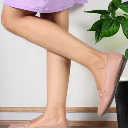 ELLE Round Toe Buckle Detail Ballerinas image 5