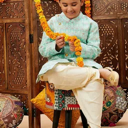 Stylo Bug Boys Floral Embroidered Regular Kurta with Dhoti Pants image 4